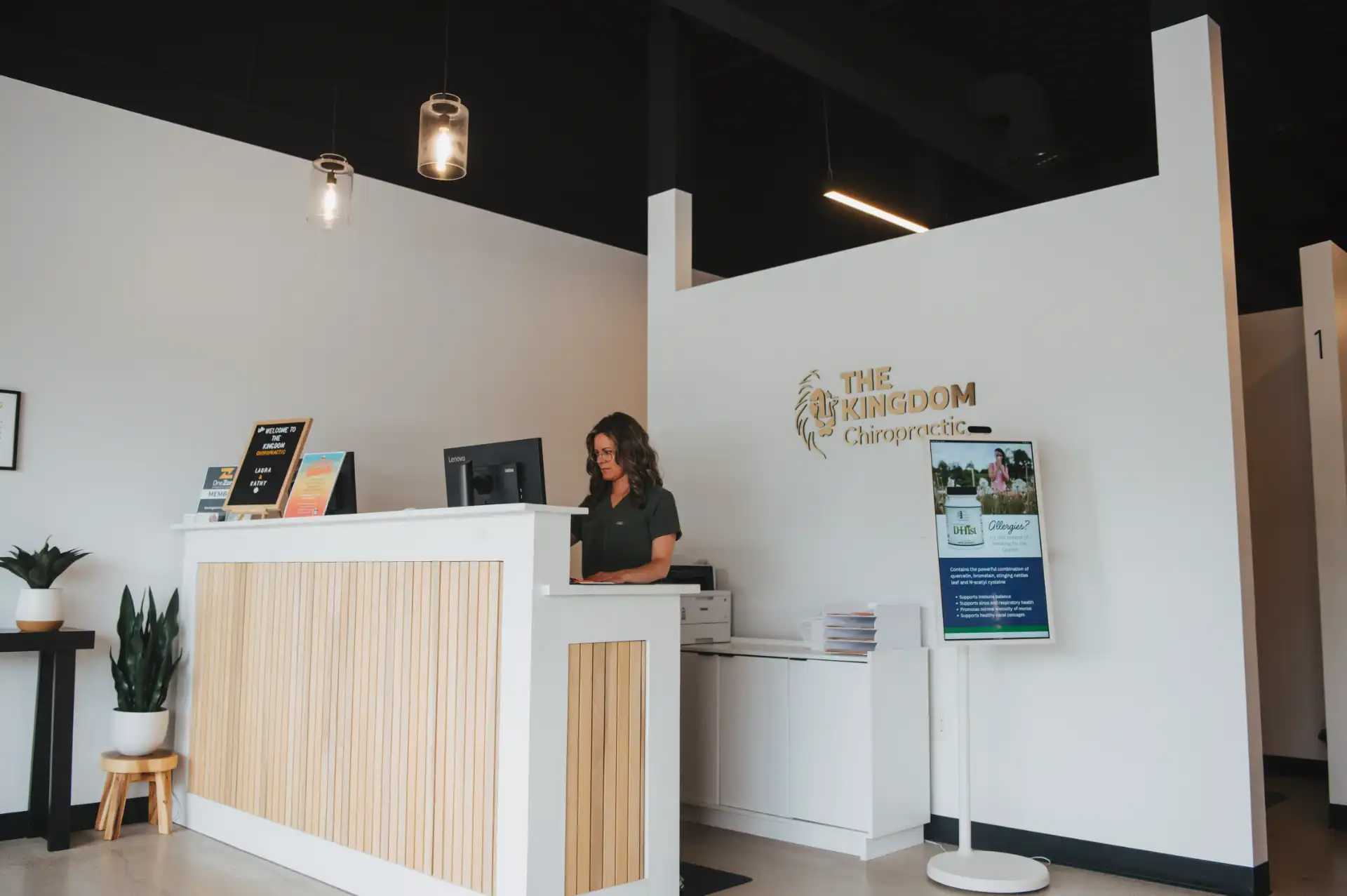 Welcoming front desk at The Kingdom Chiropractic in Fishers, Indiana